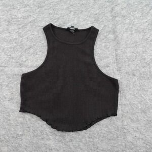 Hours Top Womens Extra Small Black Tank Cropped Knit Crew Neck